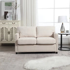 Grey / Beige Chenille Loveseat Sofa, 2-Seat