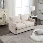Grey / Beige Chenille Loveseat Sofa, 2-Seat