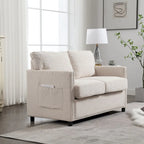 Grey / Beige Chenille Loveseat Sofa, 2-Seat
