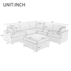 Beige / Grey U-Shape Modular Sectional Sofa with Removable Ottomans, Seats 6–8