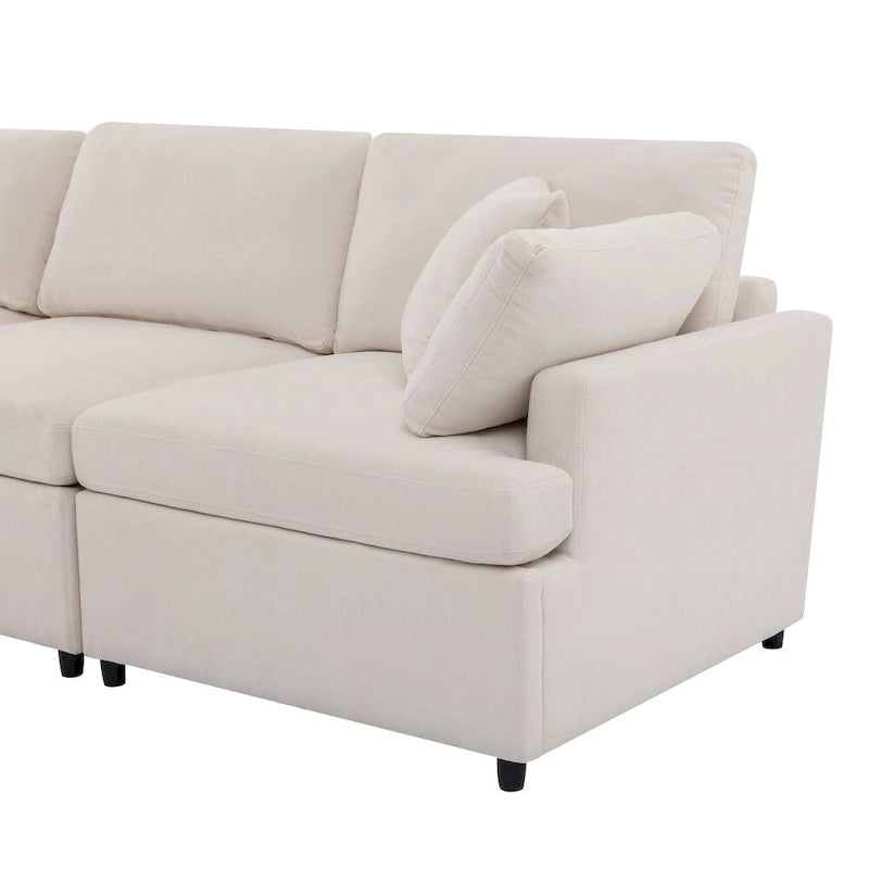 Beige / Grey U-Shape Modular Sectional Sofa with Removable Ottomans, Seats 6–8
