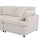 Beige / Grey U-Shape Modular Sectional Sofa with Removable Ottomans, Seats 6–8