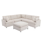 Beige / Grey U-Shape Modular Sectional Sofa with Removable Ottomans, Seats 6–8