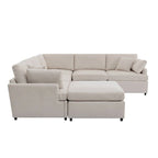 Beige / Grey U-Shape Modular Sectional Sofa with Removable Ottomans, Seats 6–8