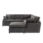 Beige / Grey U-Shape Modular Sectional Sofa with Removable Ottomans, Seats 6–8