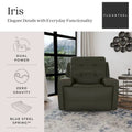 Charcoal / Khaki Power Recliner with Adjustable Headrest, Single Seat