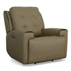 Charcoal / Khaki Power Recliner with Adjustable Headrest, Single Seat