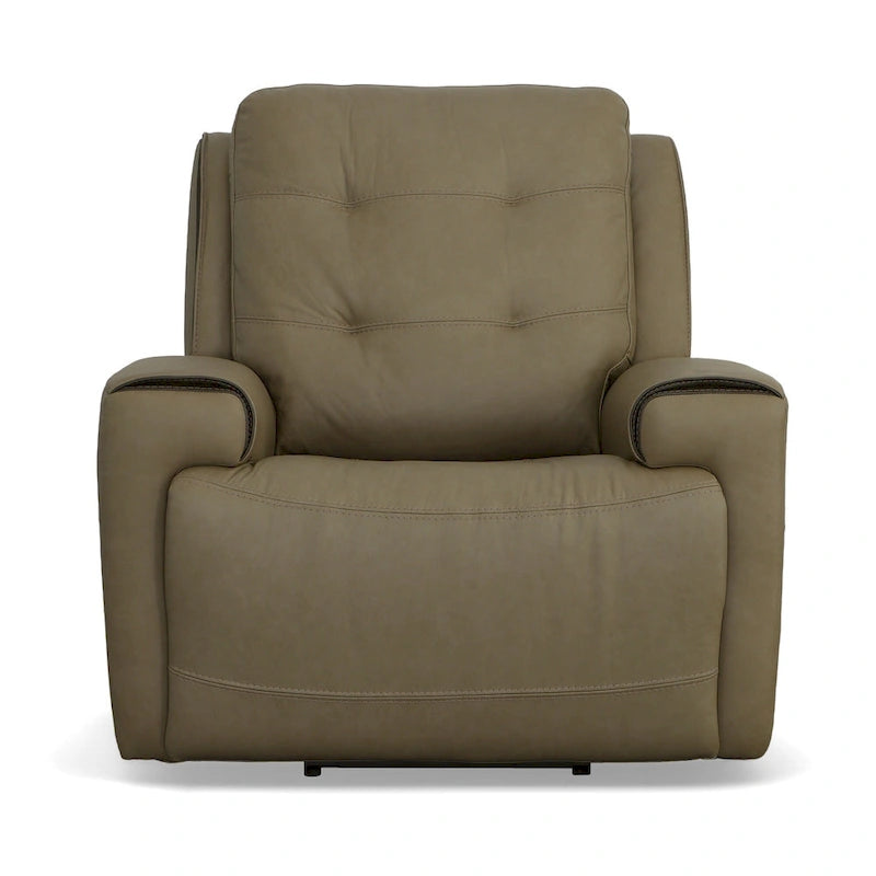 Charcoal / Khaki Power Recliner with Adjustable Headrest, Single Seat