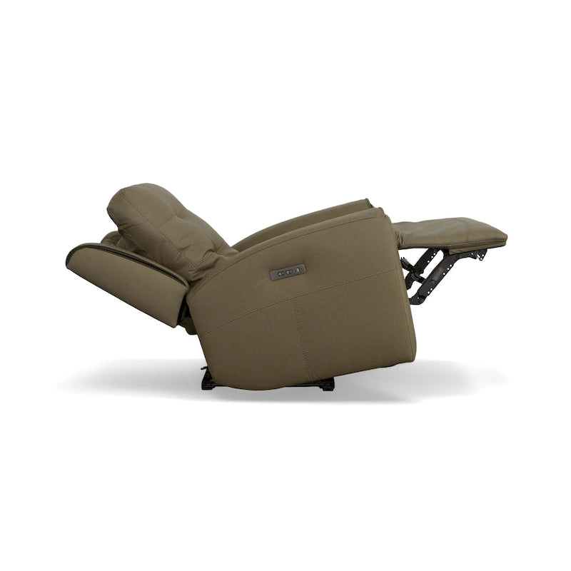 Charcoal / Khaki Power Recliner with Adjustable Headrest, Single Seat