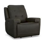Charcoal / Khaki Power Recliner with Adjustable Headrest, Single Seat
