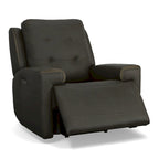 Charcoal / Khaki Power Recliner with Adjustable Headrest, Single Seat