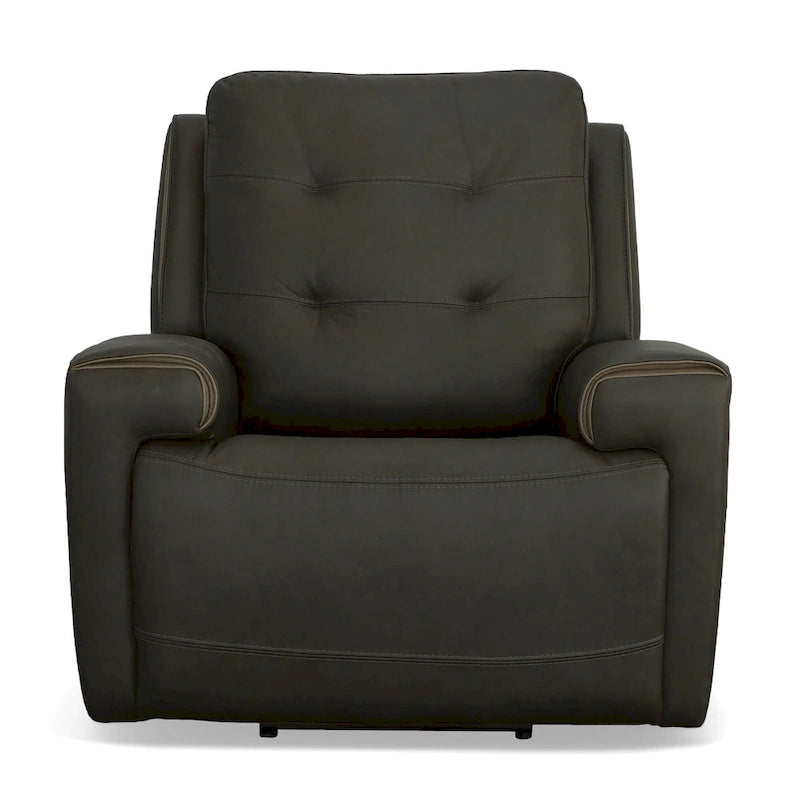 Charcoal / Khaki Power Recliner with Adjustable Headrest, Single Seat