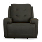 Charcoal / Khaki Power Recliner with Adjustable Headrest, Single Seat