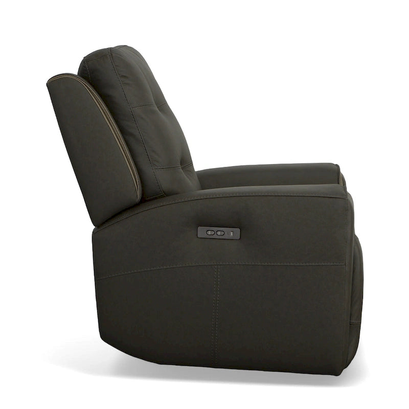 Charcoal / Khaki Power Recliner with Adjustable Headrest, Single Seat