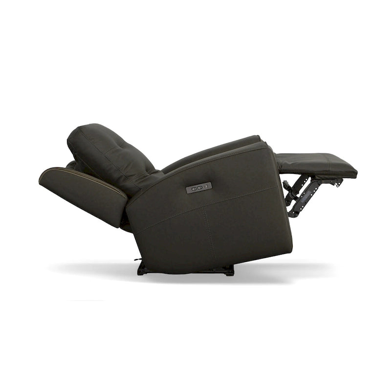 Charcoal / Khaki Power Recliner with Adjustable Headrest, Single Seat