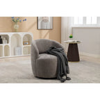 Grey / Green / Yellow Chenille Barrel Swivel Accent Chair, Single Seat, 360° Swivel