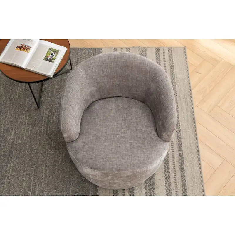 Grey / Green / Yellow Chenille Barrel Swivel Accent Chair, Single Seat, 360° Swivel