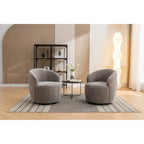 Grey / Green / Yellow Chenille Barrel Swivel Accent Chair, Single Seat, 360° Swivel