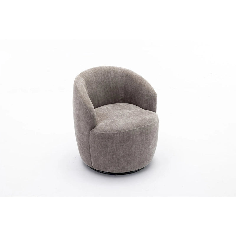 Grey / Green / Yellow Chenille Barrel Swivel Accent Chair, Single Seat, 360° Swivel