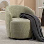 Grey / Green / Yellow Chenille Barrel Swivel Accent Chair, Single Seat, 360° Swivel