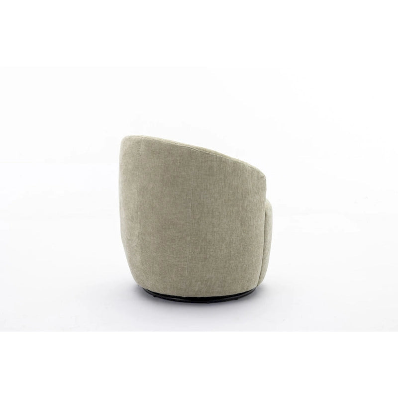 Grey / Green / Yellow Chenille Barrel Swivel Accent Chair, Single Seat, 360° Swivel