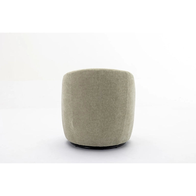 Grey / Green / Yellow Chenille Barrel Swivel Accent Chair, Single Seat, 360° Swivel