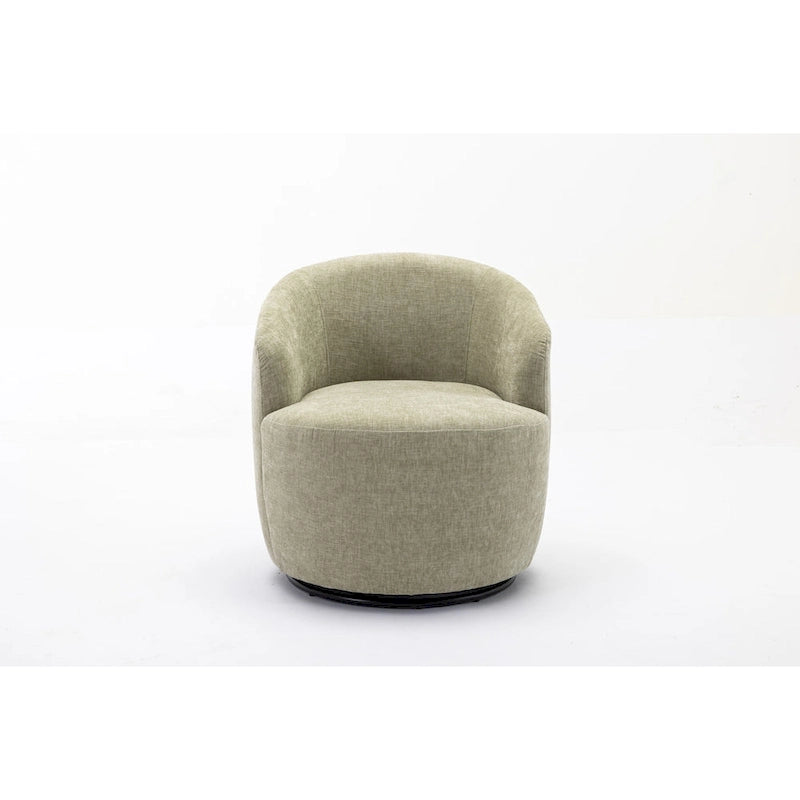 Grey / Green / Yellow Chenille Barrel Swivel Accent Chair, Single Seat, 360° Swivel