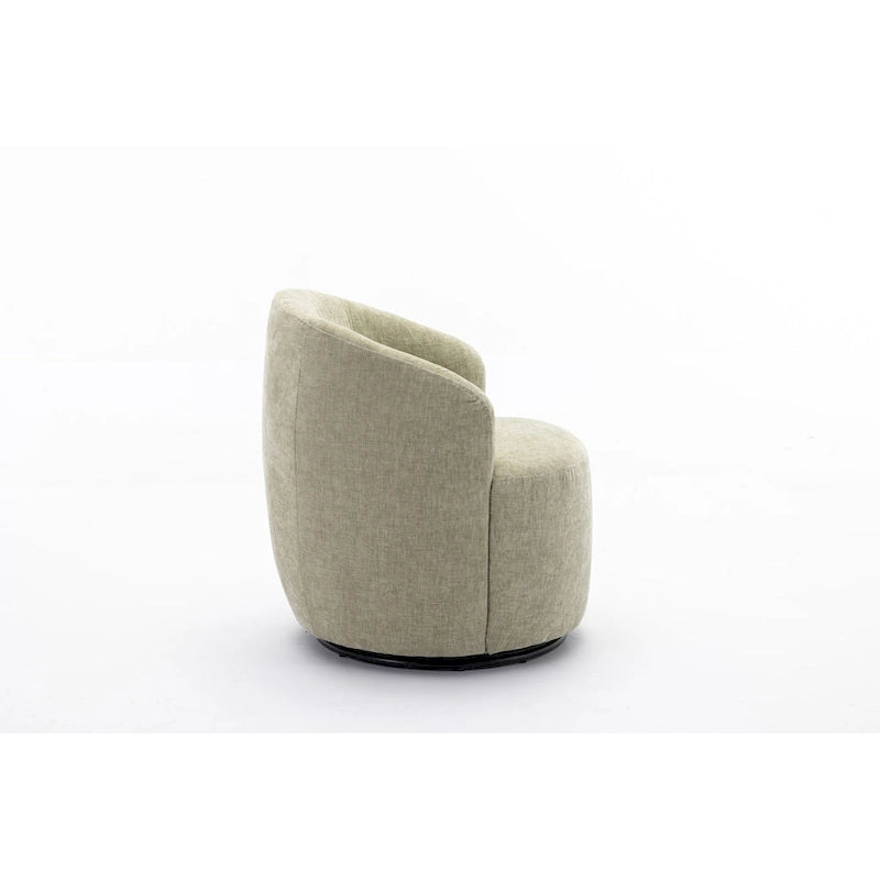 Grey / Green / Yellow Chenille Barrel Swivel Accent Chair, Single Seat, 360° Swivel