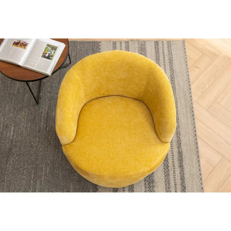 Grey / Green / Yellow Chenille Barrel Swivel Accent Chair, Single Seat, 360° Swivel