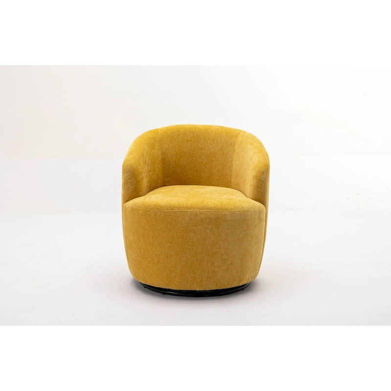 Grey / Green / Yellow Chenille Barrel Swivel Accent Chair, Single Seat, 360° Swivel