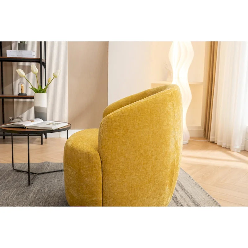 Grey / Green / Yellow Chenille Barrel Swivel Accent Chair, Single Seat, 360° Swivel