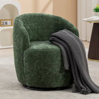 Grey / Green / Yellow Chenille Barrel Swivel Accent Chair, Single Seat, 360° Swivel