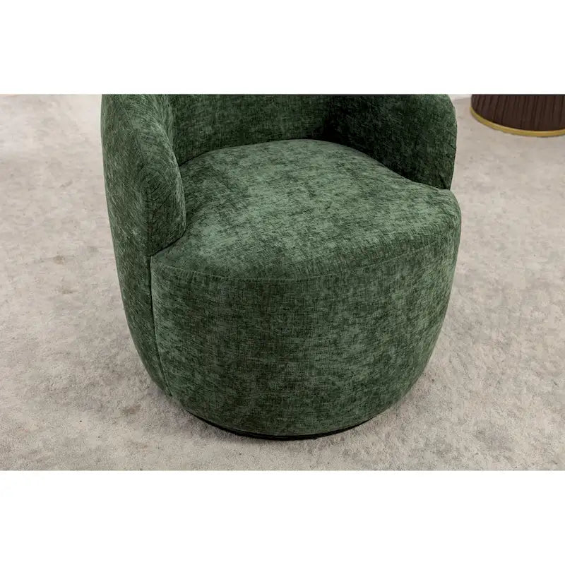 Grey / Green / Yellow Chenille Barrel Swivel Accent Chair, Single Seat, 360° Swivel