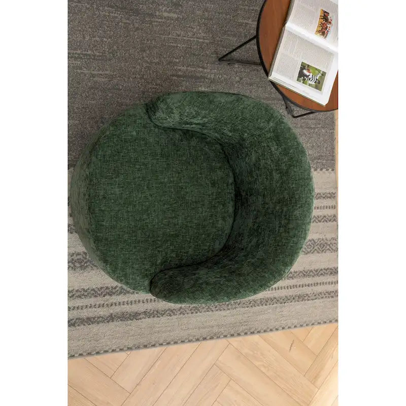 Grey / Green / Yellow Chenille Barrel Swivel Accent Chair, Single Seat, 360° Swivel