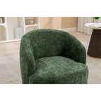 Grey / Green / Yellow Chenille Barrel Swivel Accent Chair, Single Seat, 360° Swivel