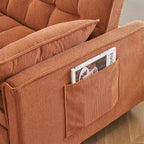 Beige / Pink / Orange / Grey Corduroy Loveseat Sofa Bed with Adjustable Back, 2-Seater