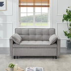 Beige / Pink / Orange / Grey Corduroy Loveseat Sofa Bed with Adjustable Back, 2-Seater
