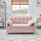 Beige / Pink / Orange / Grey Corduroy Loveseat Sofa Bed with Adjustable Back, 2-Seater