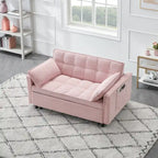 Beige / Pink / Orange / Grey Corduroy Loveseat Sofa Bed with Adjustable Back, 2-Seater