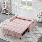 Beige / Pink / Orange / Grey Corduroy Loveseat Sofa Bed with Adjustable Back, 2-Seater