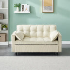 Beige / Pink / Orange / Grey Corduroy Loveseat Sofa Bed with Adjustable Back, 2-Seater