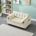 Beige / Pink / Orange / Grey Corduroy Loveseat Sofa Bed with Adjustable Back, 2-Seater