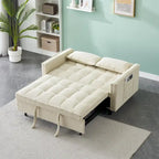 Beige / Pink / Orange / Grey Corduroy Loveseat Sofa Bed with Adjustable Back, 2-Seater
