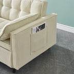 Beige / Pink / Orange / Grey Corduroy Loveseat Sofa Bed with Adjustable Back, 2-Seater