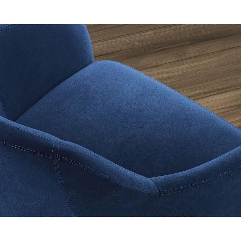 Dark Blue Velvet Accent Chair – Single Seat, Black Metal Legs
