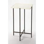 Square Marble Top Metal Leg Side Table, Multi-color / Green Marble, Single