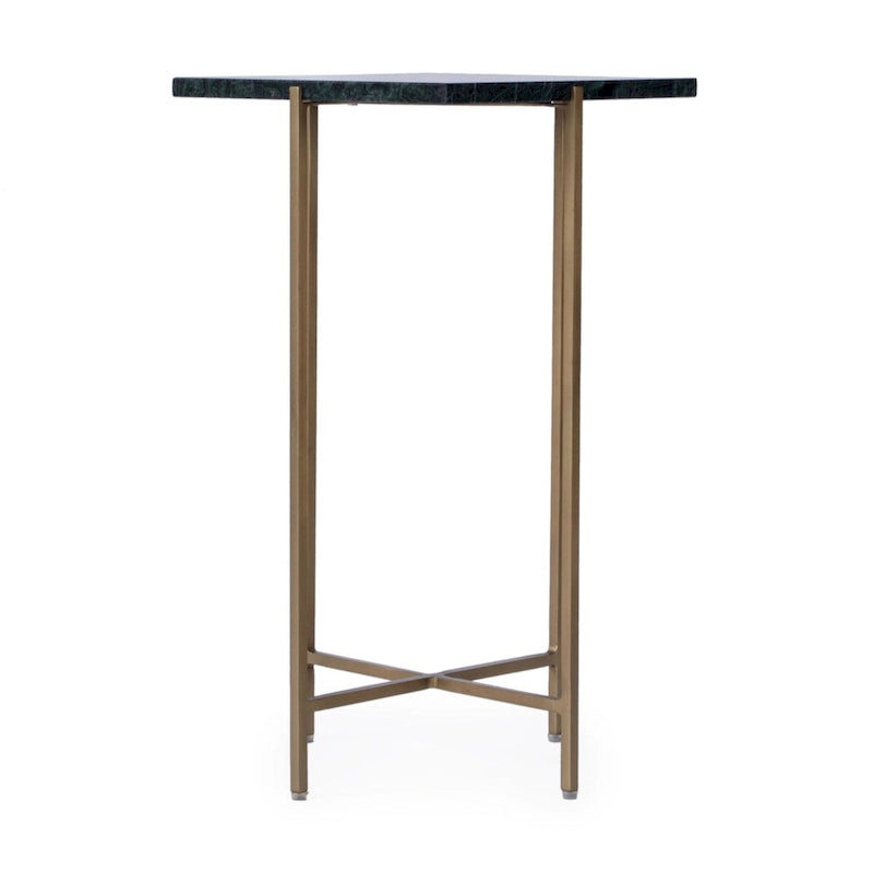Square Marble Top Metal Leg Side Table, Multi-color / Green Marble, Single