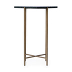 Square Marble Top Metal Leg Side Table, Multi-color / Green Marble, Single