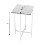 Square Marble Top Metal Leg Side Table, Multi-color / Green Marble, Single