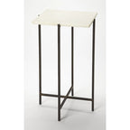 Square Marble Top Metal Leg Side Table, Multi-color / Green Marble, Single
